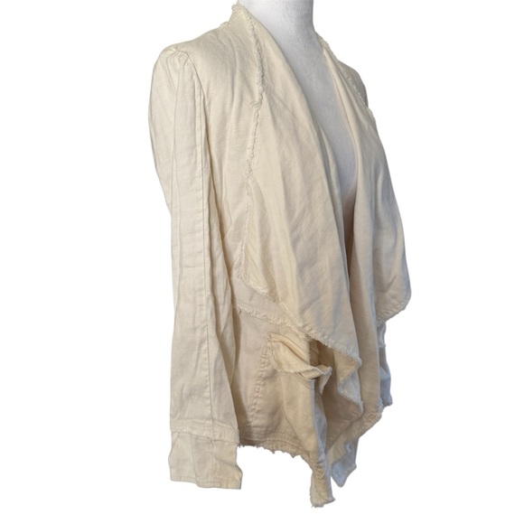 Free People Rae Femme Linen Jacket Ivory Raw Edge Size S - Picture 6 of 12